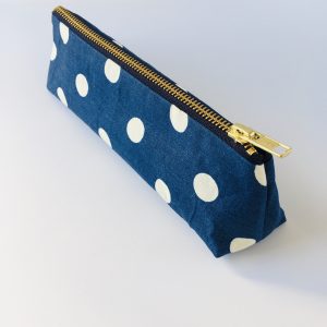 Pencil Case blue & white polka dot